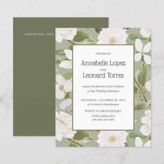 MARIAGE Fleurs blanches Chic PETIT BUDGET feuilles (Devant / Derrière)