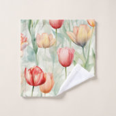 Mariage Fleurs de Tulipe Rouges Jaunes Ferme (Gant de toilette)