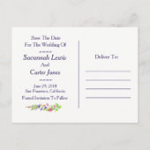 Mariage Fleurs Été Enregistrer La Date Carte Posta (Dos)