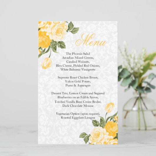 Mariage Fleurs Jaune Doré - Menu (Debout devant)