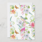 Mariage. Fleurs lis et oiseaux Invitation (Dos)