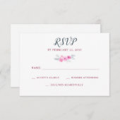 mariage fleurs rose carte RSVP (Devant / Derrière)