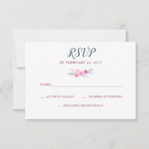 mariage fleurs rose carte RSVP