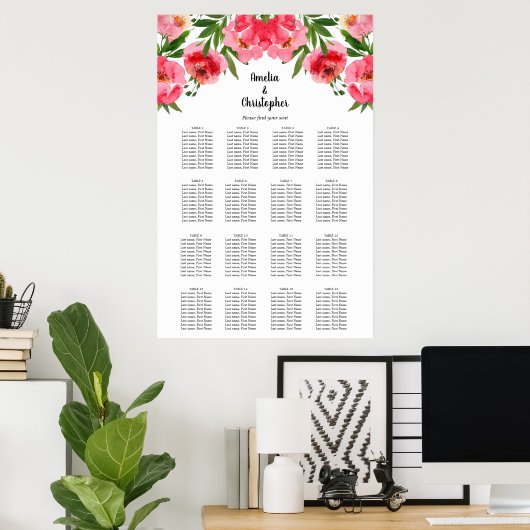 Mariage floral 16 Tableau de siège (Bureau à domicile)