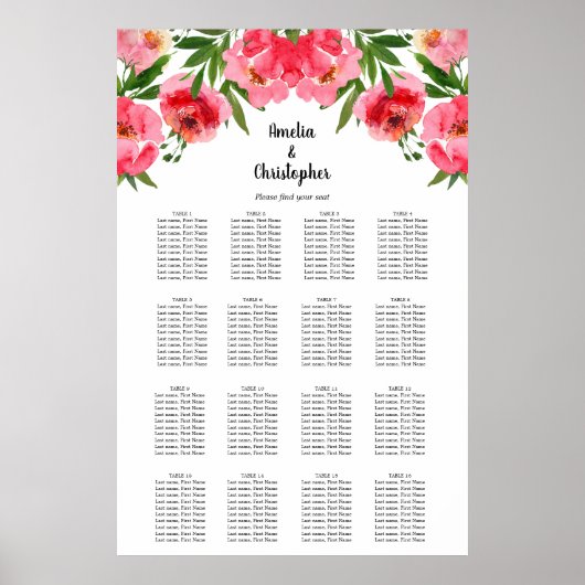 Mariage floral 16 Tableau de siège (Devant)