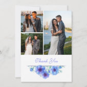 Mariage floral à anémone bleu merci QR photo (Devant)