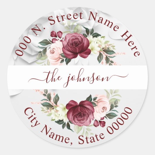 Mariage floral Adresse de retour Sticker classique (Devant)