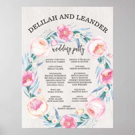 Mariage floral Affiche de bienvenue / Symbole de m (Devant)