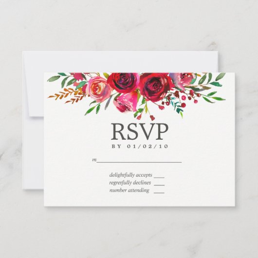 Mariage floral aquarelle RSVP (Devant)