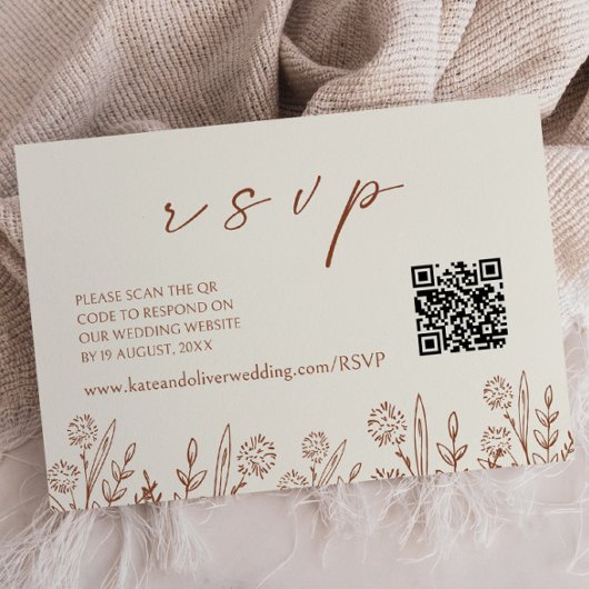 Mariage floral beige RSVP | Carte de boîtier de co