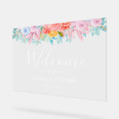 mariage floral Bienvenue signes acryliques (Angle)