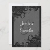 Mariage Floral Black Grey Dîner Invitations (Dos)