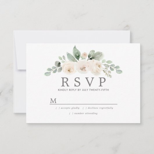 Mariage floral blanc botanique RSVP (Devant)