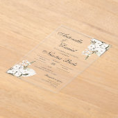 Mariage floral blanc invitation acrylique espagnol (Poser)