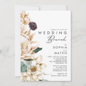Mariage Floral blanc Invitation Brunch (Devant)