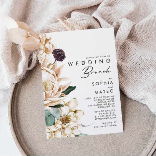 Mariage Floral blanc Invitation Brunch