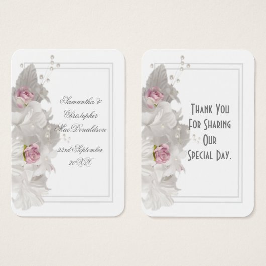 Mariage floral blanc merci tag (Devant & derrière)