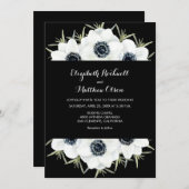 Mariage Floral Blanc Noir Tout en un Invitations (Devant / Derrière)