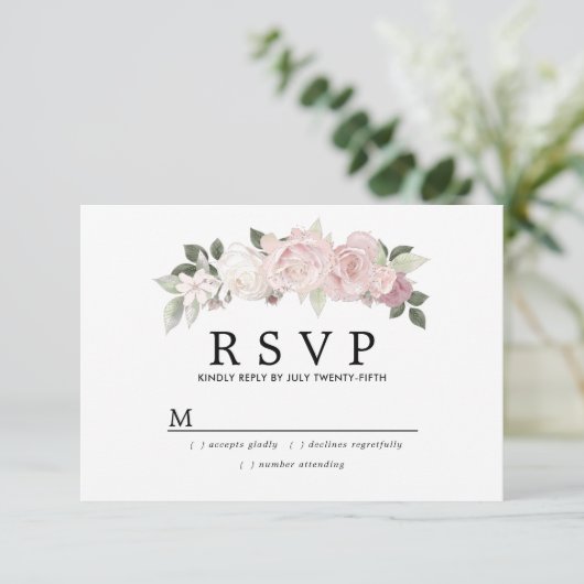 Mariage floral blanc rose rustique RSVP (Debout devant)