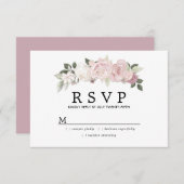 Mariage floral blanc rose rustique RSVP (Devant / Derrière)