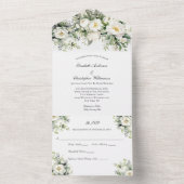 Mariage Floral Blanc Tout en une invitation (À l'intérieur)