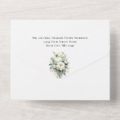 Mariage Floral Blanc Tout en une invitation (Verso)