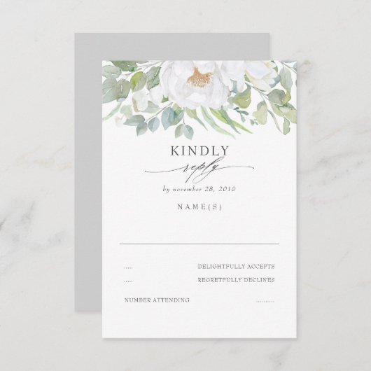 Mariage floral blanc vert RSVP (Devant / Derrière)