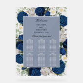 Mariage floral bleu - Carte de siège transparent (Recto)