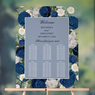 Mariage floral bleu - Carte de siège transparent