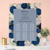 Mariage floral bleu - Carte de siège transparent (Mariage)