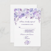 Mariage floral bleu clair violet bleu foncé RSVP (Devant / Derrière)