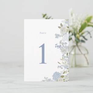 Mariage floral bleu doux Numéro de table