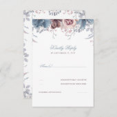 Mariage floral bleu Dusty et mauve RSVP (Devant / Derrière)