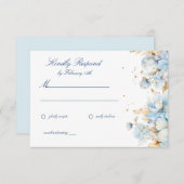 Mariage floral bleu Dusty RSVP (Devant / Derrière)