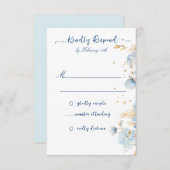 Mariage floral bleu Dusty RSVP (Devant / Derrière)