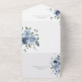 Mariage Floral Bleu Dusty tout en une invitation (Dehors)
