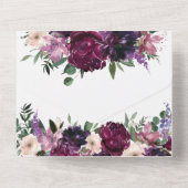 Mariage Floral Bleu Dusty tout en une invitation (Verso)