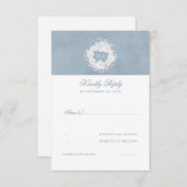 Mariage floral bleu et blanc Dusty RSVP (Devant / Derrière)