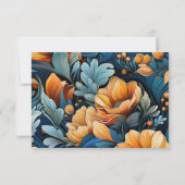 Mariage floral bleu et orange brûlé moderne RSVP (Dos)