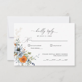 Mariage floral bleu et orange RSVP