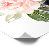 Mariage floral bleu marine Affiche de bienvenue es (Coin)