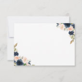 Mariage floral bleu marine et rose pâle RSVP (Dos)