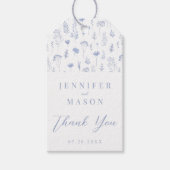 Mariage floral bleu merci cadeaux étiquettes (Devant)