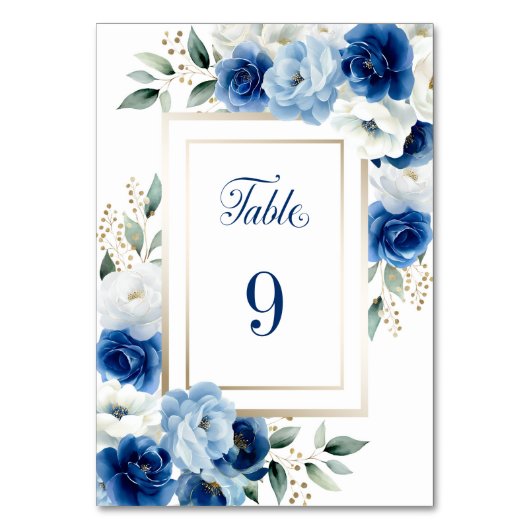 Mariage floral bleu Numéro de table (Par défaut)