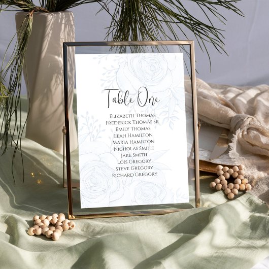 Mariage floral bleu Numéro de table personnalisé