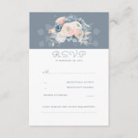 Mariage floral bleu pâle et Rose poussiéreux RSVP