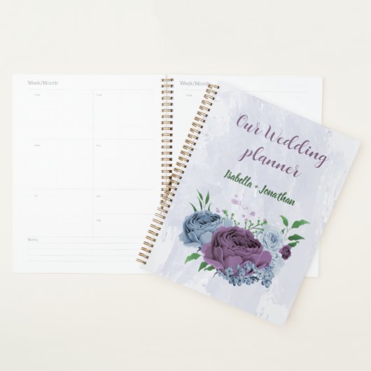 Mariage floral bleu poussiéreux violet (Devant avec enveloppe)