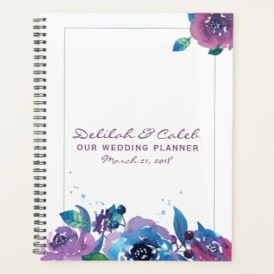 Mariage floral bleu profond violet Moody Twilight