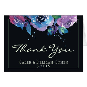 Mariage floral bleu profond violet Moody Twilight