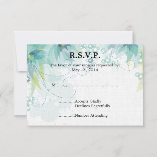Mariage floral bleu RSVP (Devant)